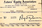 Hal Riddle, Actors Equity Association Membership Card