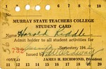 Murray State Teachers College ID, Hal Riddle, 1942