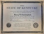 Henry H Cunningham State of KY Certificate